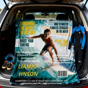 Personalized Surfing Magazine Cover Blanket Unique Gifts For Surfing Lover