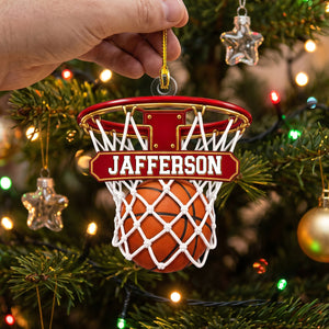 Personalized Basketball Hoop Christmas Ornament โ Custom Name & Ball-In-Net Acrylic Keepsake | Gift for Players & Coaches