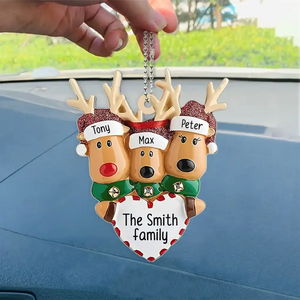 Happy Reindeer Family Personalized Christmas Acrylic Ornament