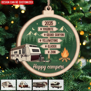 Camping Woodland Adventure - Personalized Wooden Ornament, Camping Gift