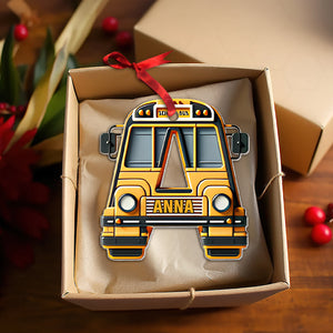 Cute Bus Alphabet Personalized Christmas Acrylic Ornament