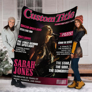 Personalized Singer Magazine Cover Blanket, Singer Gift, Cool Gift For Music Lover, Karaoke Gift