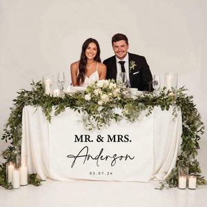 Wedding Table Runner, Personalized Last Name Sign, Custom Wedding Banner, Sweetheart Table Decor, Wedding Reception Gift