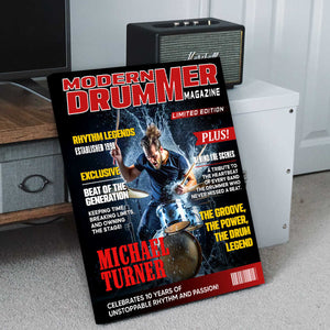Personalized Modern Drummer Magazine Cover Poster, Cool Gift For Music Lover, Drummer Gift
