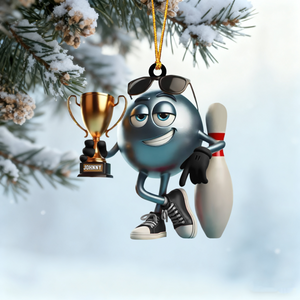 Personalized Name Trophy Bowling Ornament, Bowling Lover Gift