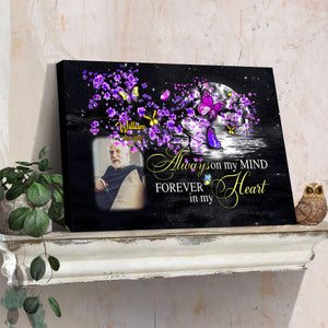 Personalized Memorial Landscape Canvas Poster - Always On My Mind Butterfly Memorial Gift
