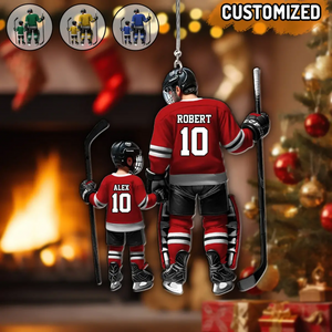 Father And Son โ Personalized Ice Hockey Players Shaped Acrylic Ornament