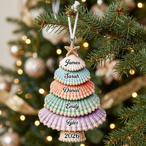 "Gathered With Grateful Hearts" โ Custom Shell Acrylic Ornament | Personalized Christmas & Birthday Gift For Family