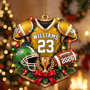 Personalized Football Ornament โ Custom Name & Jersey Number Keepsake | Gift For Kids & Football Players