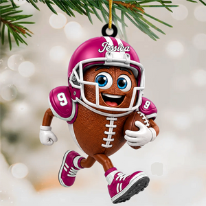 American Football Fan Gift โ Personalized Cute Mascot Acrylic Hanging Ornament