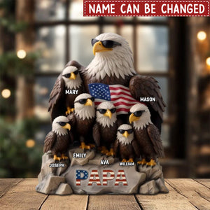 Be Cool And Spead Your Wings - Eagle Family Personalized Standing Plaque, Gift For Dad Grandpa