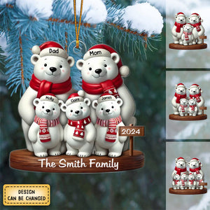 Polar Bears Christmas Family Personalized Acrylic Ornament