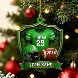 Personalized American Football Shoulder Pads and Helmet Ornament