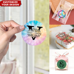 Custom Photo, Garland, Alphabet Design - Personalized Round Decal/Sticker Decorations