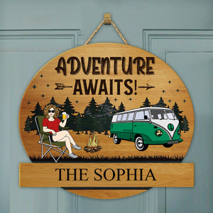 Camping Couple Husband & Wife Camping Partners For Life - Personalized Wood Sign