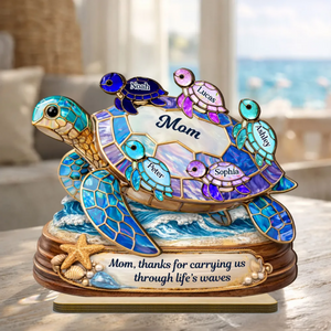 Thanks for Carrying us Through Life's Waves - Personalized Wooden Plaque - Heartfelt Mother's Day Gift for Mom, Wife