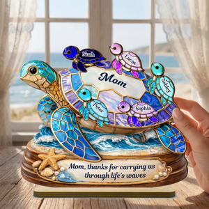 Thanks for Carrying us Through Life's Waves - Personalized Wooden Plaque - Heartfelt Mother's Day Gift for Mom, Wife