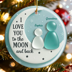 I Love You To The Moon and Back, Personalized Ceramic Ornament