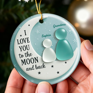 I Love You To The Moon and Back, Personalized Ceramic Ornament