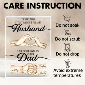 The Only Thing Better Husband Dad Hands Personalized Acrylic Block, Father's Day Gift for Husband, Gift for Dad