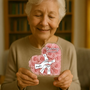 Grandma Mom Hands Roses Heart Personalized Acrylic Block For Mother's Day gift