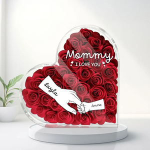 Grandma Mom Hands Roses Heart Personalized Acrylic Block For Mother's Day gift