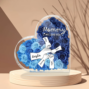 Grandma Mom Hands Roses Heart Personalized Acrylic Block For Mother's Day gift