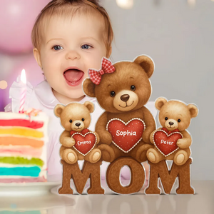 Mama Bear Personalized Custom Shape Acrylic Block Plaque, Gift For Mom