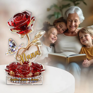 Beautiful Rose For Grandma Mom Personalized Acrylic Plaque