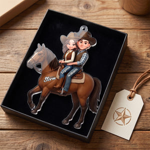 Personalized "Couple Riding A Horse" Acrylic Car Hanger โ Unique Gift For Horse Lovers