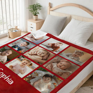 Personalized Photo Collage Blanket , Baby Blanket, Family Blanket