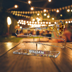 Trombone Custom Name Stained Glass Effect Acrylic Plaque, Music Plaque, Musician Gift