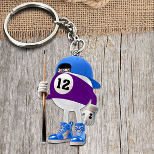 Personalized Name Billiard Keychain, Billiard Lover Gift