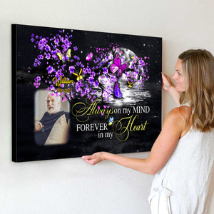 Personalized Memorial Landscape Canvas Poster - Always On My Mind Butterfly Memorial Gift
