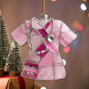 Sea Glass Nurse Scrub - Personalized Nurse Ornament