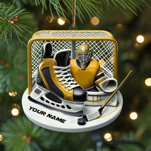 Custom Name Ice Hockey Ornament, Christmas Gift Decoration