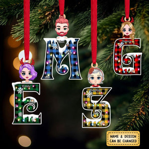 Alphabet Cute Santa Clothes And Hats - Personalized Christmas Xmas Wood Ornament