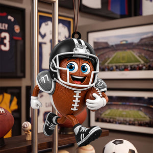 American Football Fan Gift โ Personalized Cute Mascot Acrylic Hanging Ornament
