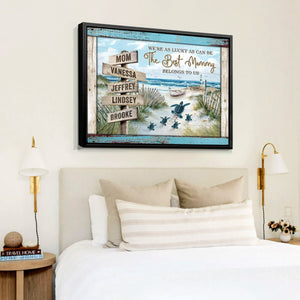 Personalized Sea Turtle Mother's Day Gift - Custom Beach Name Wall Art Canvas Poster