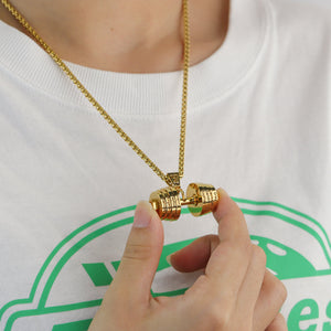 Personalized DAD Dumbbell Charm Necklace