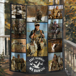 Duck Hunting Photo Collage Blanket, Personalized Gift For Duck Hunter, Duck Hunting Gifts For Dad, Husband, Grandpa, Son