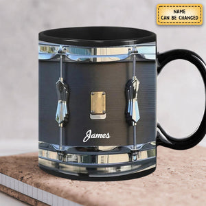 Personazlied black vintage drum cups fun drumming gifts, drummer gifts, drumming coffee cups