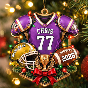 Personalized Football Ornament โ Custom Name & Jersey Number Keepsake | Gift For Kids & Football Players