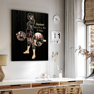 Personalized Weightlifting Women Canvas, Custom Weightlifting Lover Photo Collage Canvas