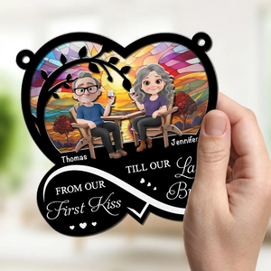 From Our First Kiss - Personalized Couple Window Suncatcher Ornament