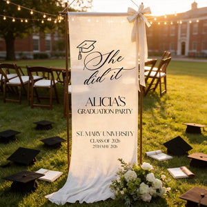 She Did It!Personalized Graduation Banner, Custom 2026 Graduate Name Welcome Sign