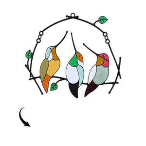 Personalized Family Photo Birds Colorful Window Pendant