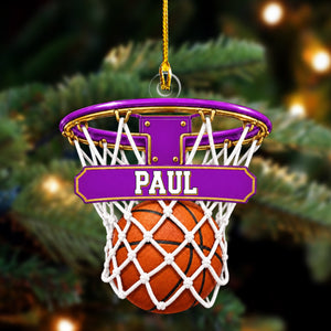 Personalized Basketball Hoop Christmas Ornament โ Custom Name & Ball-In-Net Acrylic Keepsake | Gift for Players & Coaches