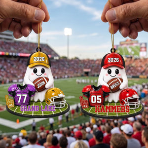Personalized Football Ghost Christmas Ornament 2026 โ Custom Name & Team Keepsake | Gift For Football Players & Fans