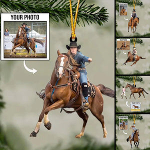 Custom Photo Personalized Riding Horse Acrylic Ornament